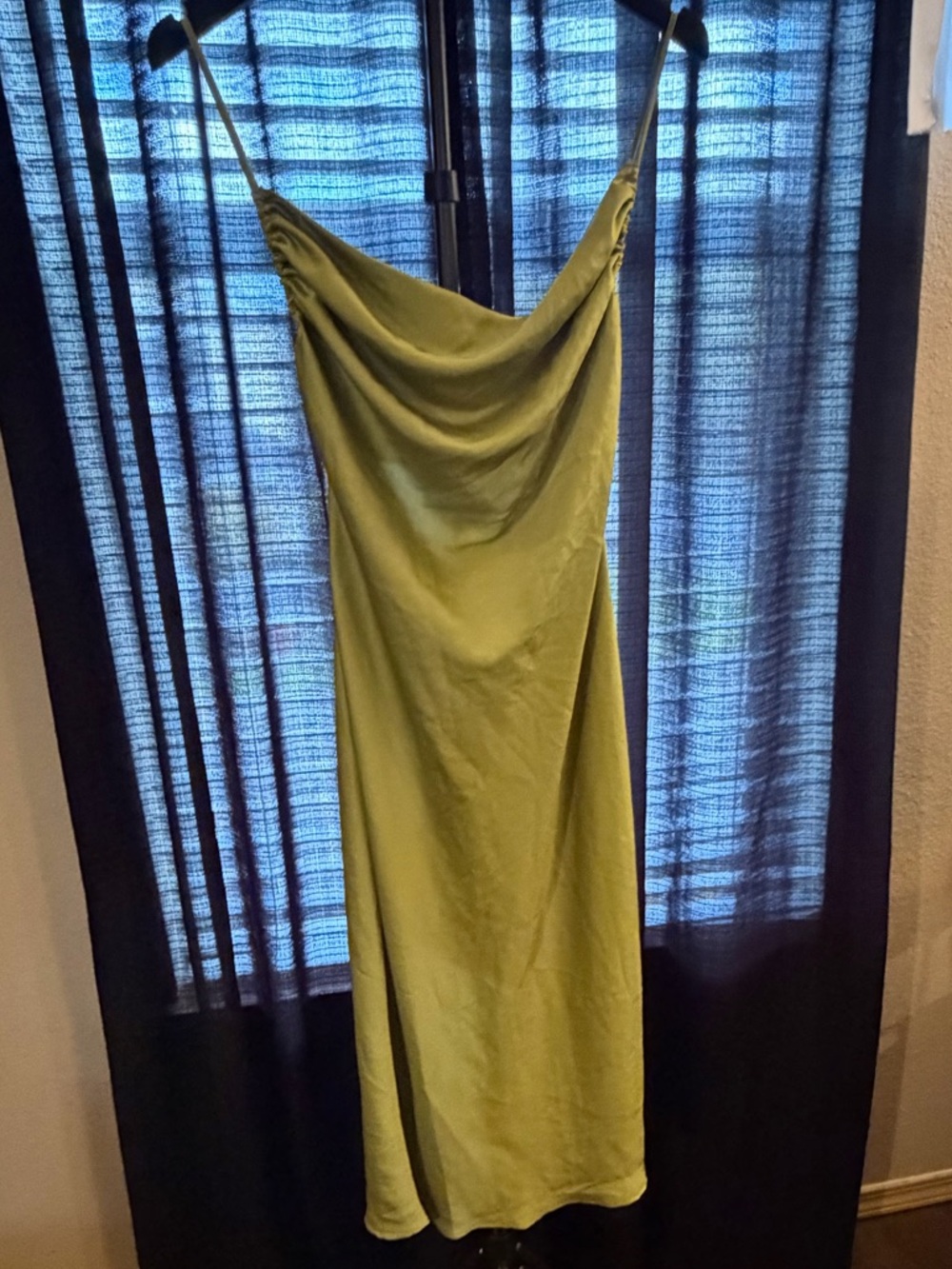 Forever 21 Olive Backless Slip Midi Dress with Cowl Neck.